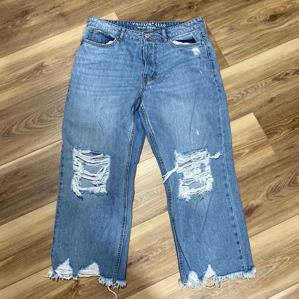 Vanilla Star Wide Leg Distressed Jeans